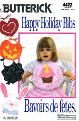 4422 BUTTERICK 1989 CHILDREN'S HAPPY HOLIDAY APPLIQUE BIBS PATTERN UNCUT